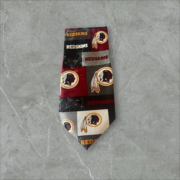 Ralph Marlin & Co. Mens Multicolor Washington Red Skin Block & Play Neck Tie - Picture 1 of 16